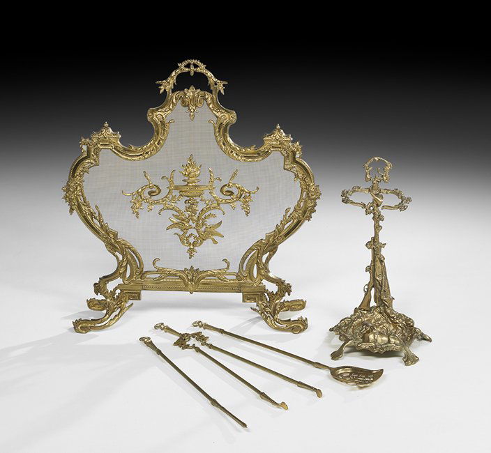 Handsome Louis XV-Style Gilt-Bronze Fire Screen (1 of 1)