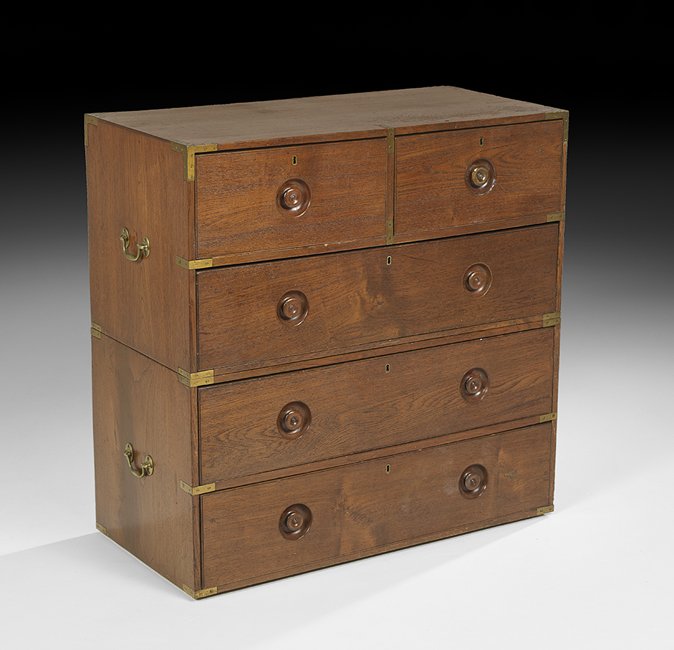 Victorian Teakwood Campaign Chest (1 of 2)