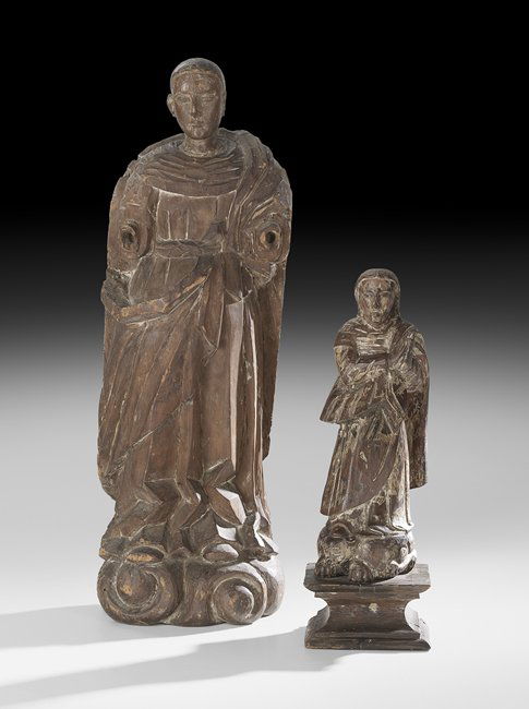 Two Latin American Carved Wood Santos Figures (1 of 2)