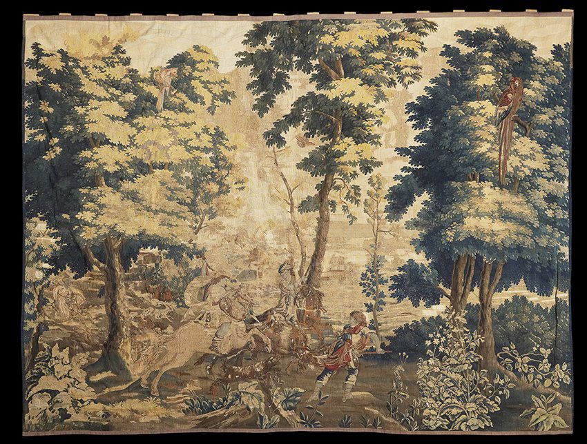 Hand-Woven Brussels Tapestry of a Hunt Scene (1 of 2)
