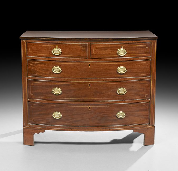 Regency Mahogany Bowfront Chest (1 of 1)