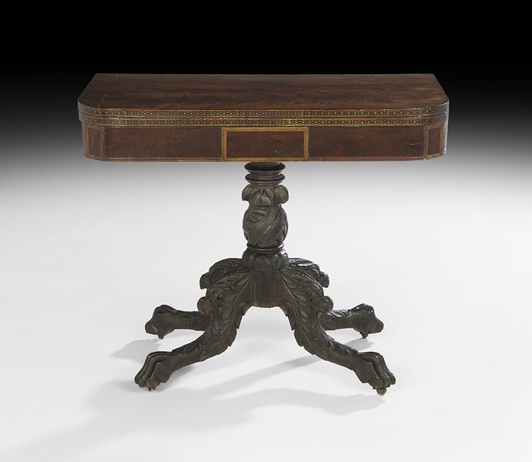 American Classical Stenciled Mahogany Games Table (1 of 2)