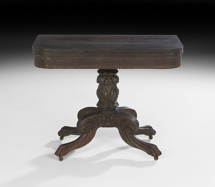 American Classical Stenciled Mahogany Games Table (1 of 2)