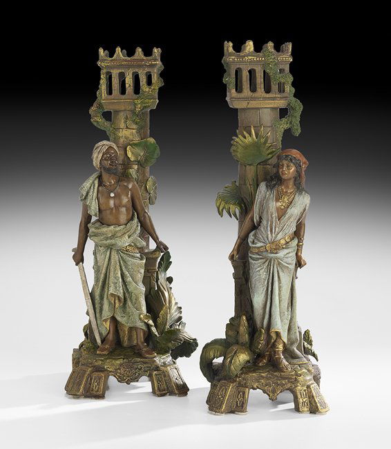 Pair of Decorated Pottery Orientalist Figures (1 of 2)