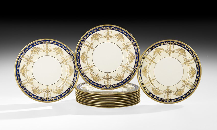 12 Lenox Porcelain Raised Gilt Service Plates (1 of 3)