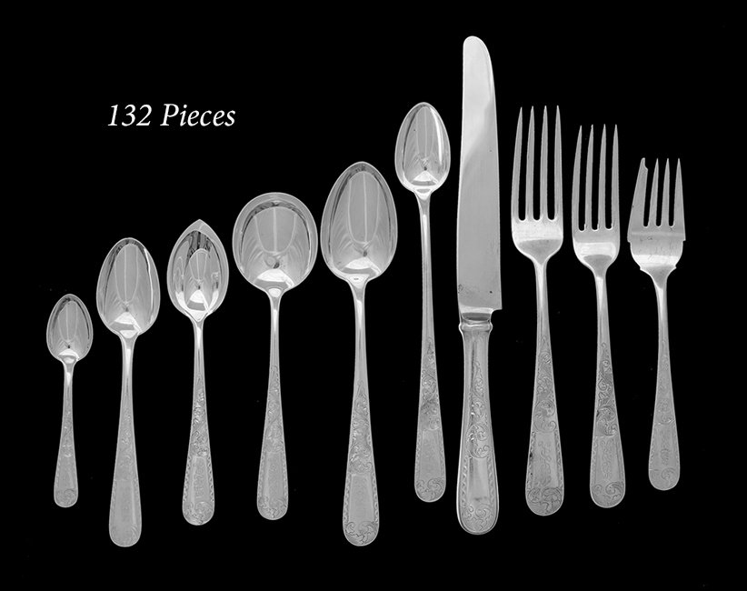 128 Pcs.of Kirk "Mayflower" Sterling Flatware (1 of 2)