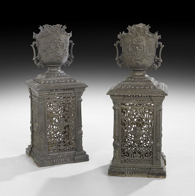 Pair of French Cast Iron Garden Urns (1 of 1)