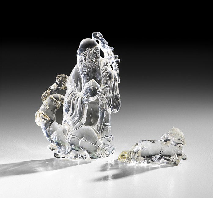 Two Chinese Carved Rock Crystal Figures (1 of 1)