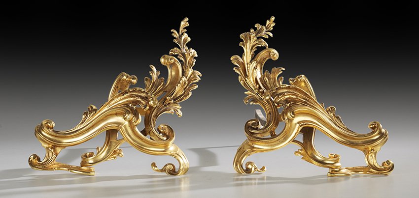 Pair of Napoleon III Gilt-Bronze Chenets (1 of 1)