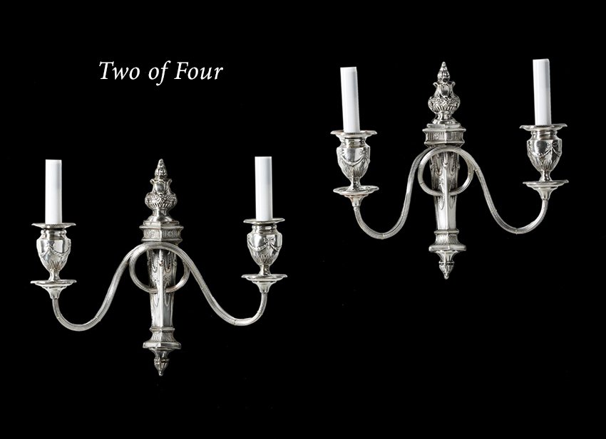 Set of Four Adam-Style Silverplate Sconces (1 of 2)
