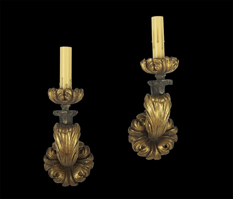 Pair of Gilt- and Patinated Metal Sconces (1 of 1)