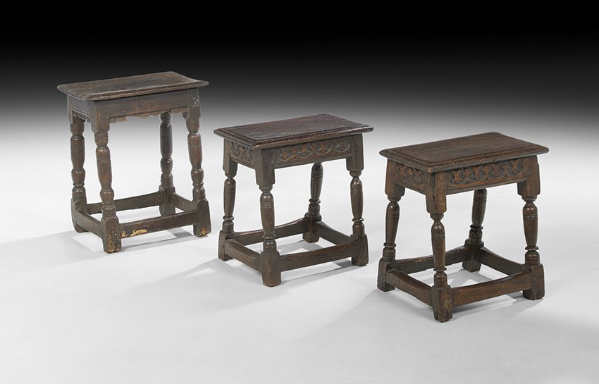 Group of Three English Oak Pub Stools (1 of 1)