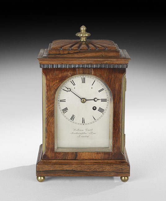 Small Regency Carved Rosewood Bracket Clock (1 of 2)