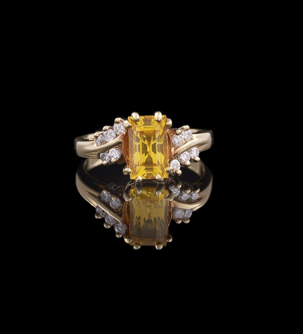 14 Kt. Gold, Yellow Sapphire and Diamond Ring (1 of 1)