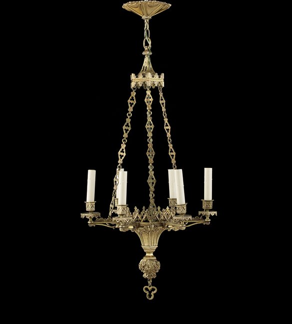 French Gothic Revival Gilt-Bronze Chandelier (1 of 1)