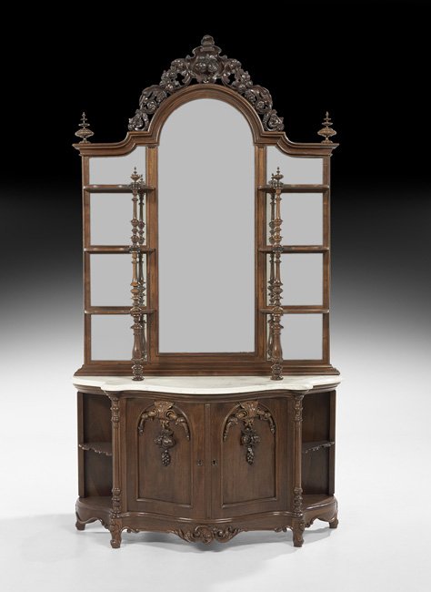 American Rococo Revival Cabinet-Base Etagere (1 of 2)