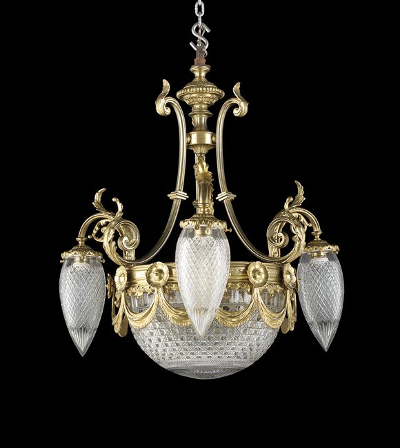 Beaux-Arts Bronze and Cut Glass Chandelier (1 of 1)