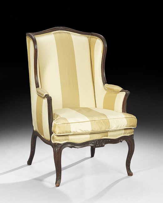 Louis XV/XVI-Style Mahogany Bergere Avec Orielles (1 of 1)