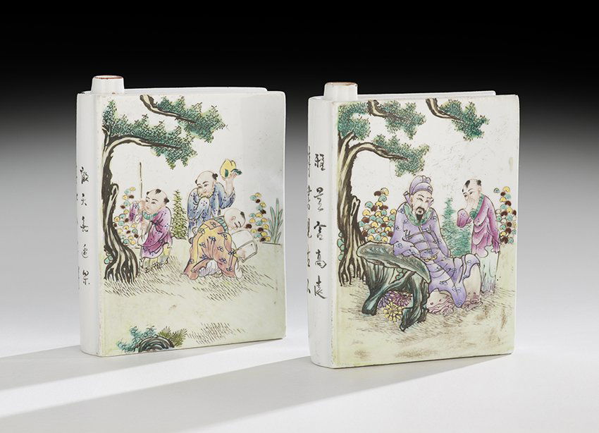 Pair of Chinese Porcelain Book-Form Vases (1 of 3)