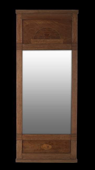 Edwardian Marquetry-Inlaid Trumeau Mirror (1 of 1)