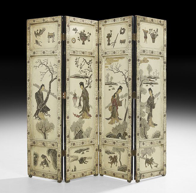 Chinese Four-Panel Coromandel Screen (1 of 2)