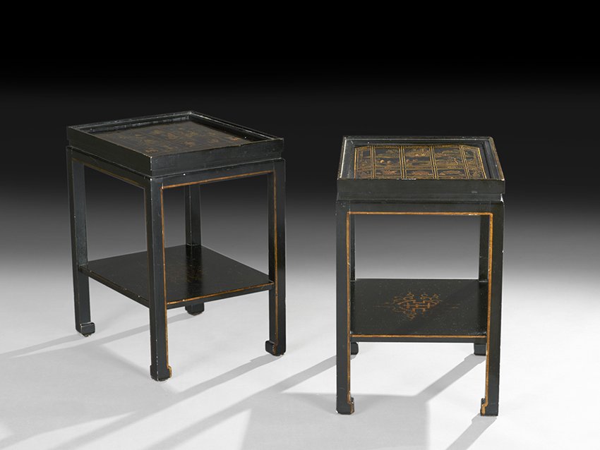 Pair of Chinese Black-Lacquered Side Tables (1 of 3)