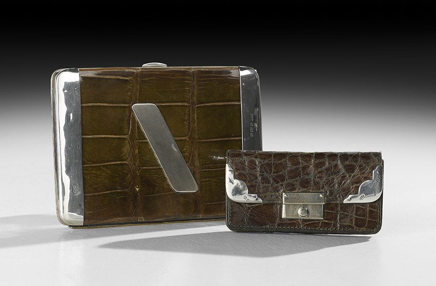 Two Edwardian Silver-Mounted Alligator Skin Cases (1 of 1)