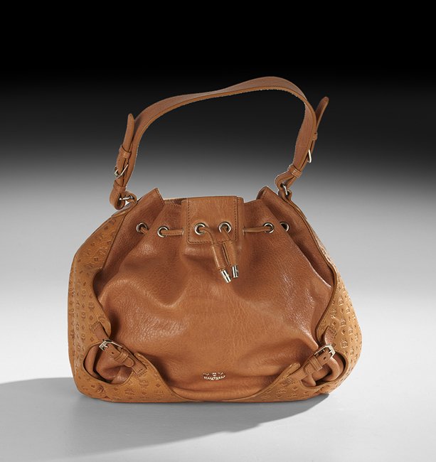 MCM Cognac Textured Leather Shoulder Bag (1 of 1)