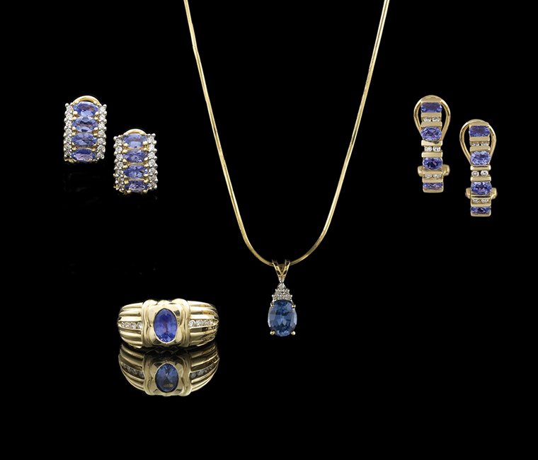 14 Kt. Gold, Tanzanite and Diamond Jewelry Suite (1 of 1)