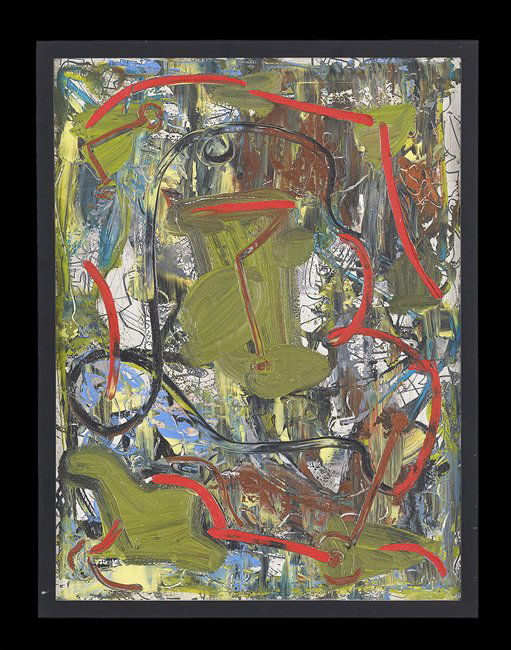 Dick Wray (US/Houston, 1933-2011): Dick Wray (American/Houston, 1933-2011), "Untitled", 2002, mixed media on canvas, signed and dated en verso, 24" x 18". Framed. Private collection, Santa Fe, New Mexico.