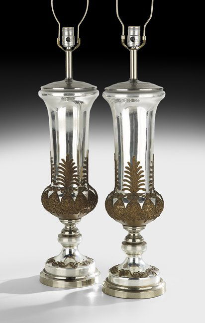 Unusual Pair of Mercury Glass Table Lamps (1 of 1)