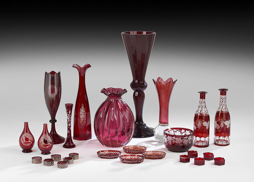 Collection of European Ruby and Cranberry Glass (1 of 1)