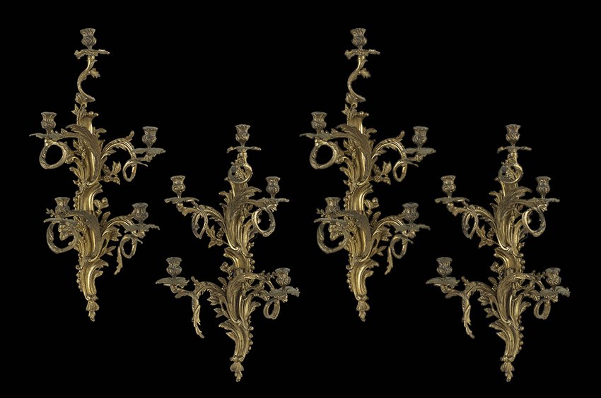 Four Large French Bronze Sconces (1 of 1)