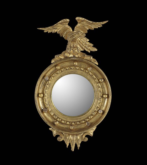 Rare Miniature Classical Giltwood Convex Mirror (1 of 1)