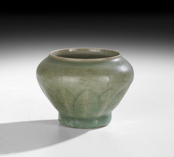 Chinese Longquan Celadon "Lotus Petal" Water Pot (1 of 3)