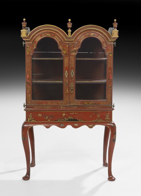 Queen Anne Polychrome Cabinet on Stand (1 of 2)