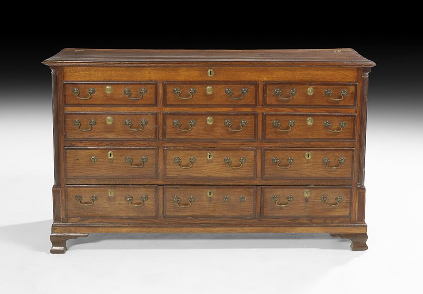 George III Oak and Mahogany Banded Mule Chest (1 of 2)