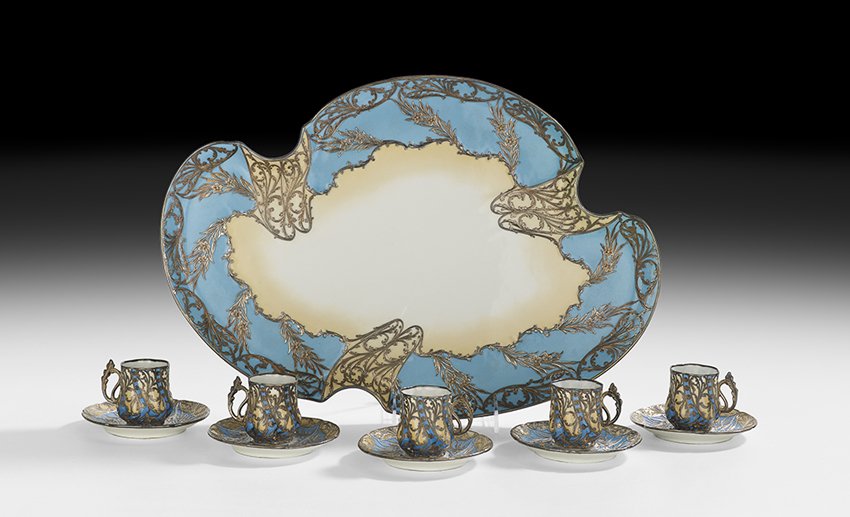 Silver Overlay French Porcelain Teatime Set (1 of 3)