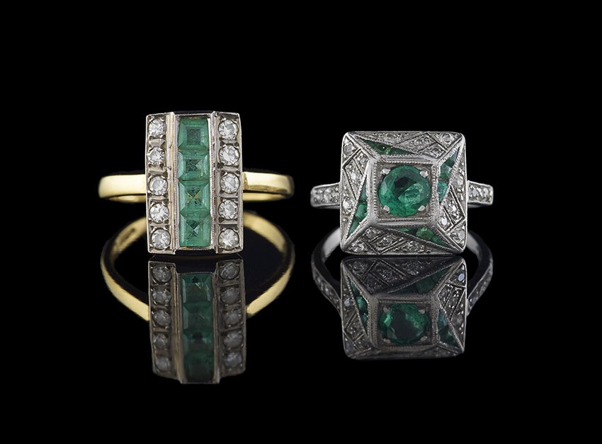 Two Emerald and Diamond Rings (1 of 1)