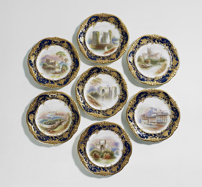 7 English Porcelain Topographical Cabinet Plates (1 of 2)