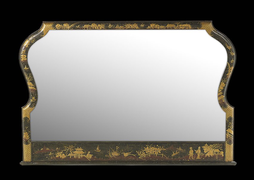 Edwardian Japanned Mantel Mirror (1 of 1)