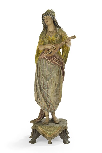 Polychrome Spelter Figure of a Female Gypsy (1 of 2)