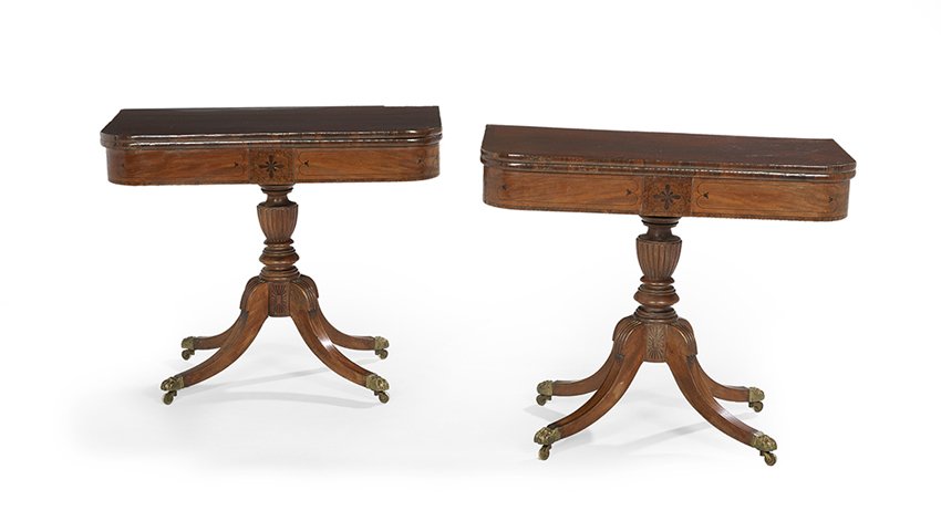 Pair of Early Victorian Mahogany Games Tables (1 of 1)