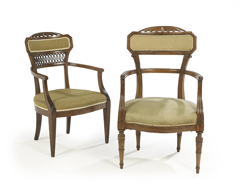 Two Baltic Neoclassical Fruitwood Fauteuils (1 of 1)