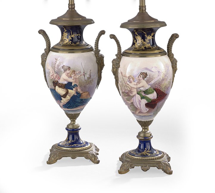 Pair of French Bronze-Mounted Earthenware Urns (1 of 2)