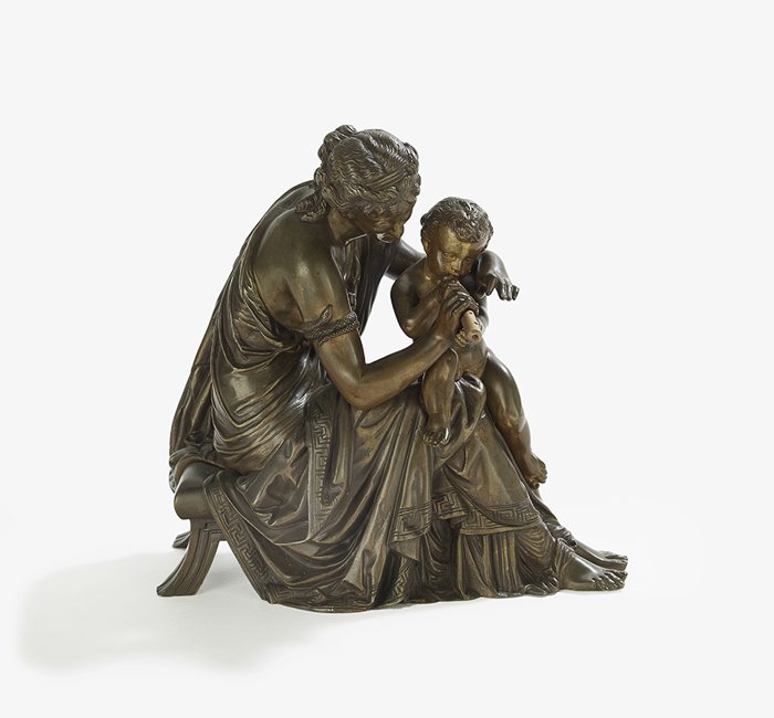 French Bronze of a Woman and Child with Flute (1 of 3)