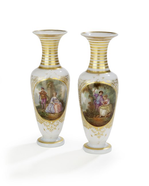 Charming Pair of Bohemian Opaline Glass Vases (1 of 2)