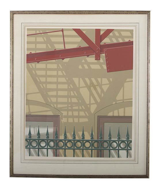 Hugh Kepets (American, b. 1946): Hugh Kepets (American, b. 1946), "West 74th Street", color screenprint, titled, numbered "66/100", and signed "Kepets 76" lower right, sight 37" x 30-3/4". Glazed, matted and framed.