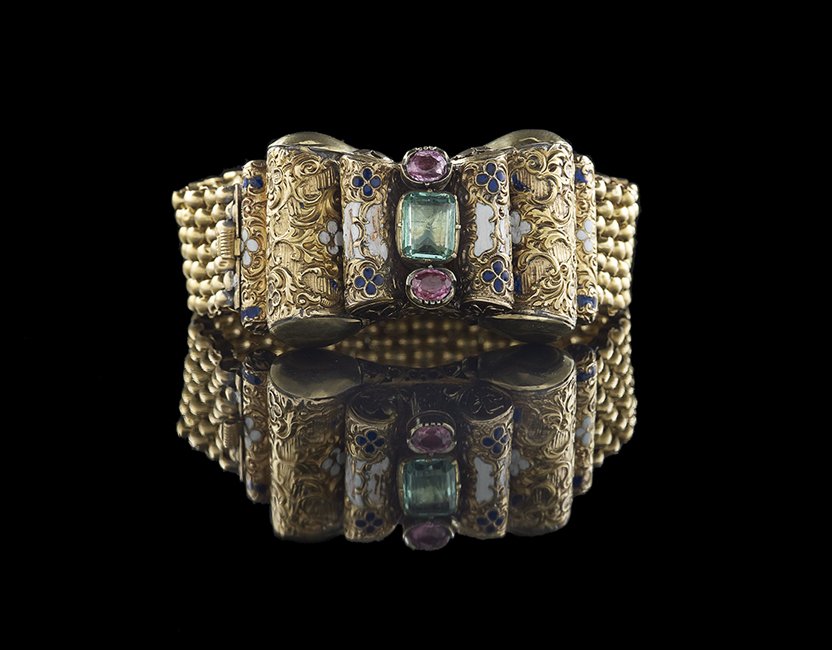 Victorian-Style 16 Kt., Enamel and Paste Bracelet (1 of 1)