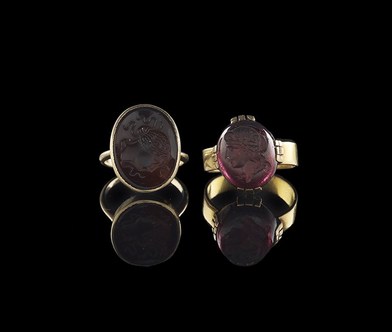 Two Victorian 14/18 Kt. Gold Carnelian Rings (1 of 1)